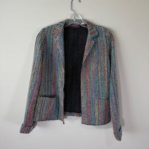 Vintage 80s Tweed Blazer Jackete Colorful Toni Garment Its Magic Size Small